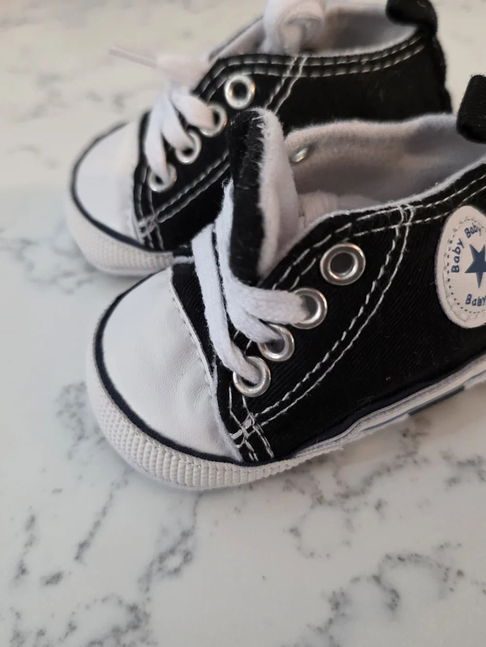 Baby Black & White Canvas High-Top Crib Shoe Sneakers for Kids Lot Of 2